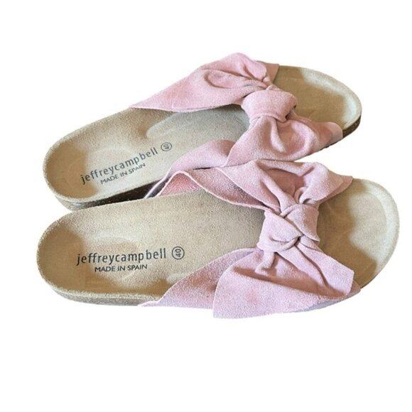 Jeffrey Campbell Do The Twist Slides Sunmist Rust Suede EU 40 Pink Bow - Picture 3 of 16